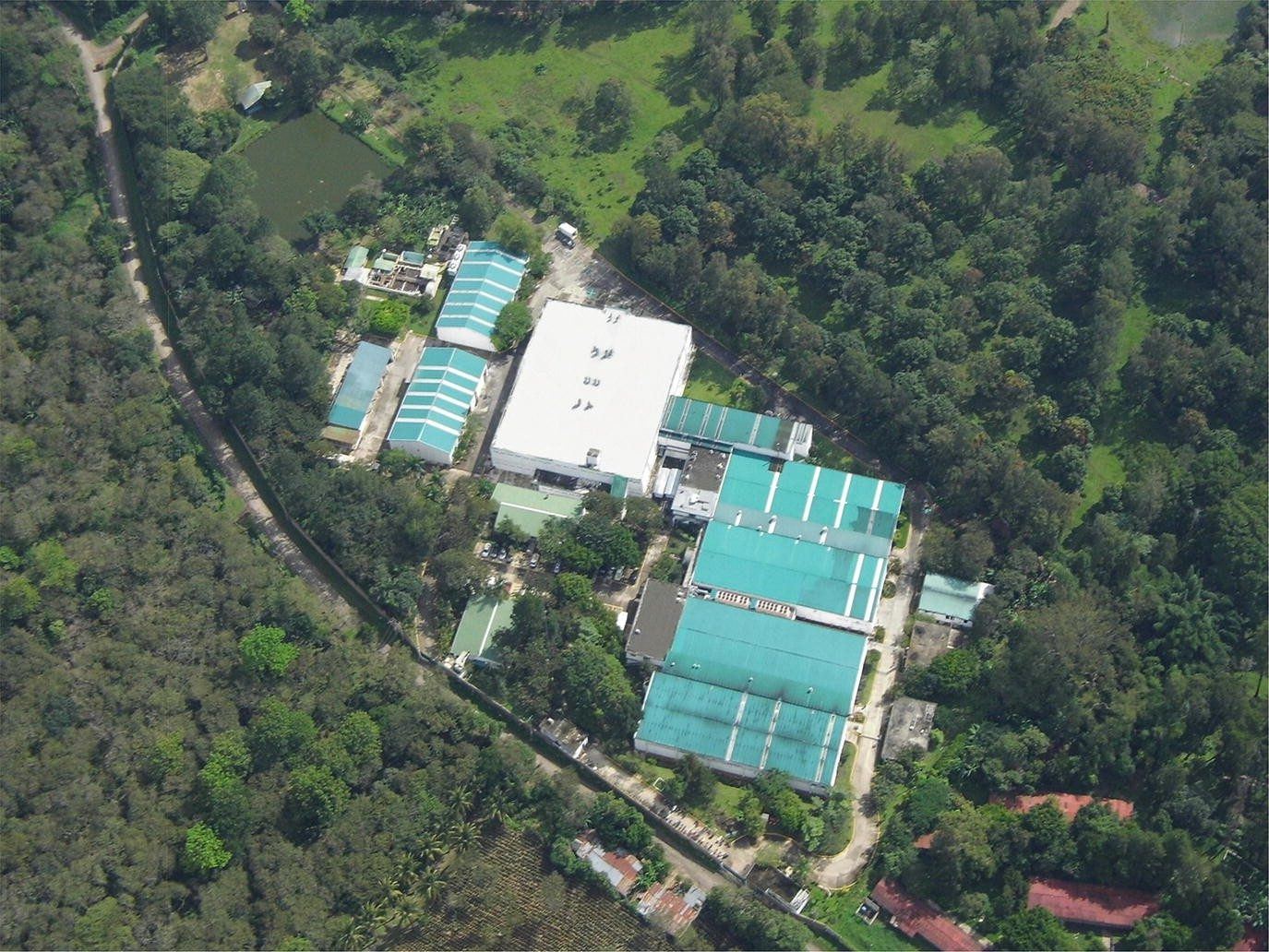 Aerial view of the El Pino sterile fruit fly production facility, Barberena, Guatemala
